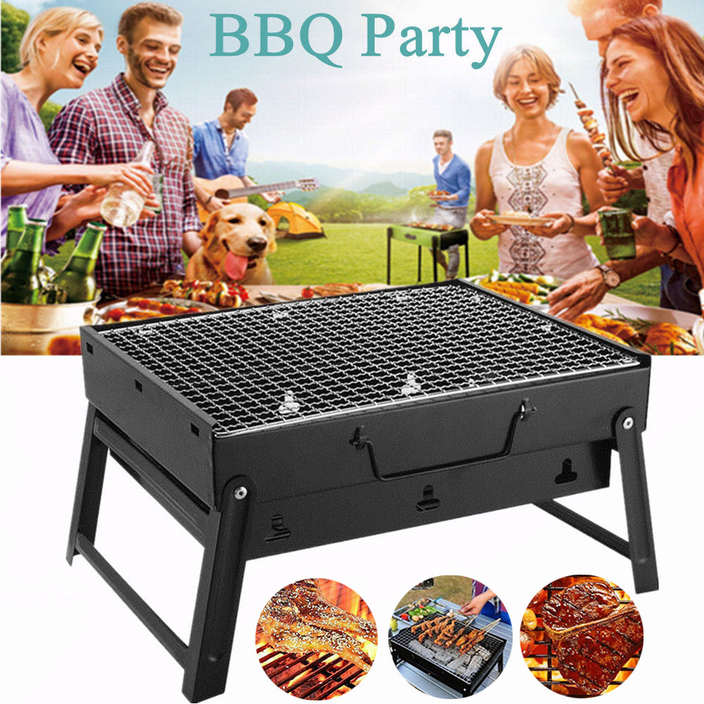Parrilla portátil plegable en uso